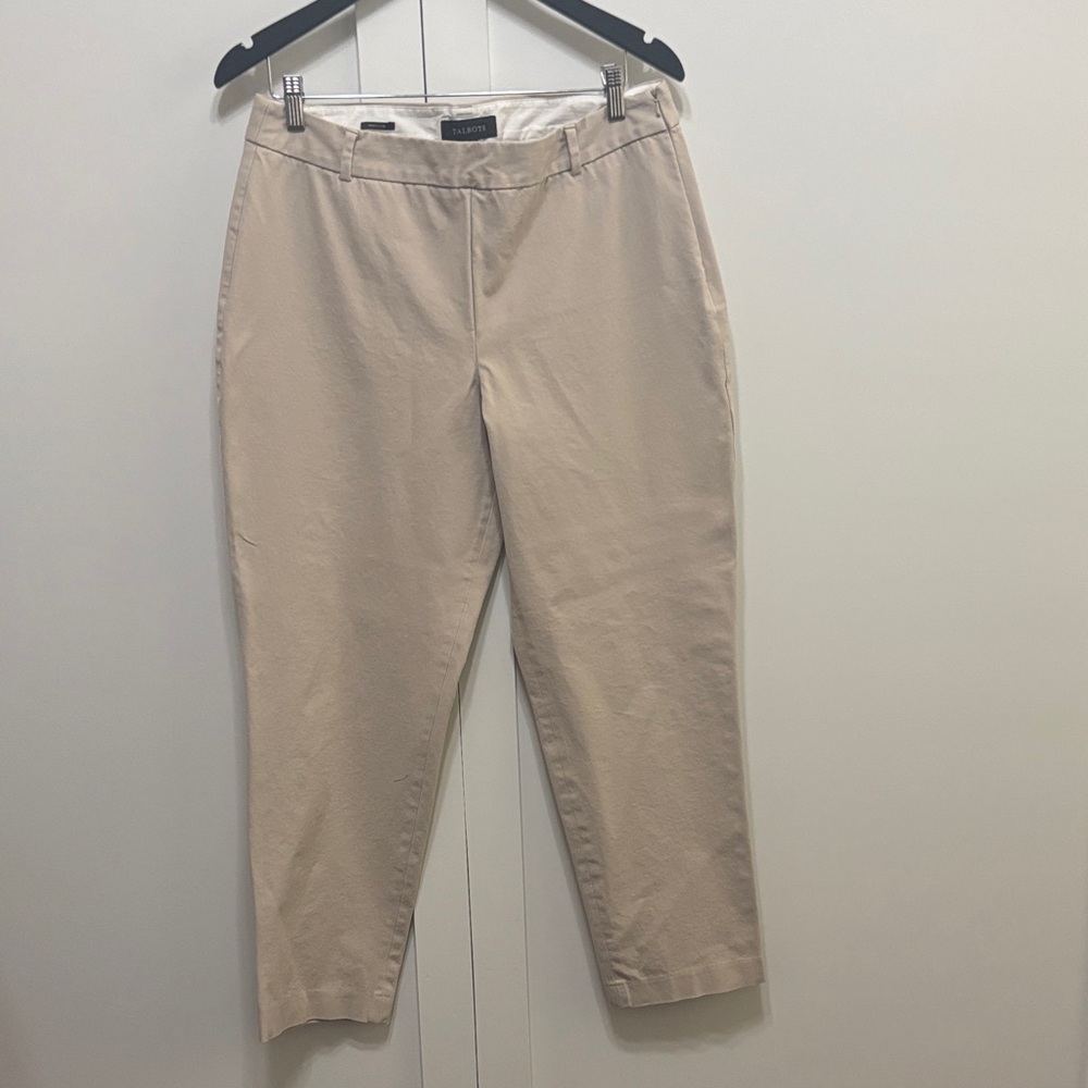 Talbots Light Khaki Side Zip Straight Leg Stretch Chino Pants, 12R